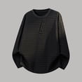 thumbnail image 2 of Japanese Style Long Sleeve Crew Neck T Shirt with Placket Design Comfortable Basic Top for Daily Wear Black XXL, 2 of 4