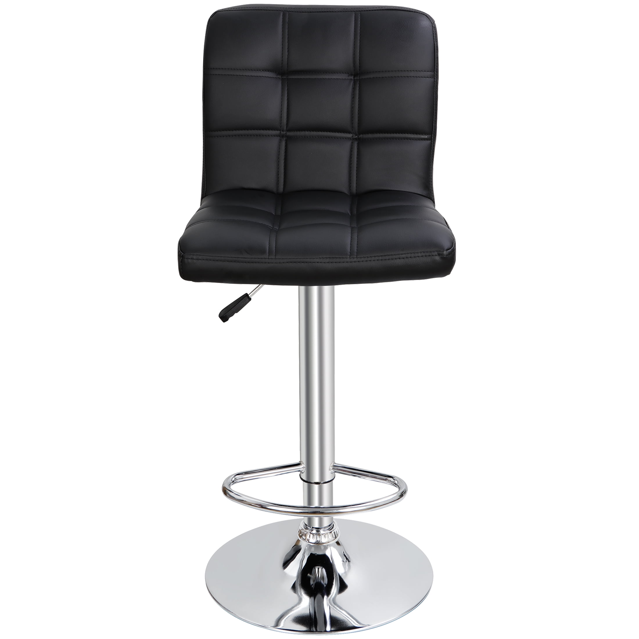 ZENY Set of 4 Bar Stool Soft Cushion Metal Frame 24-32" Swivel Chair, Black