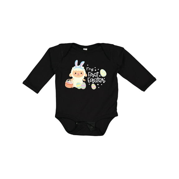 Inktastic My 1st Easter with Cute Lamb and Easter Eggs Boys or Girls Long Sleeve Baby Bodysuit