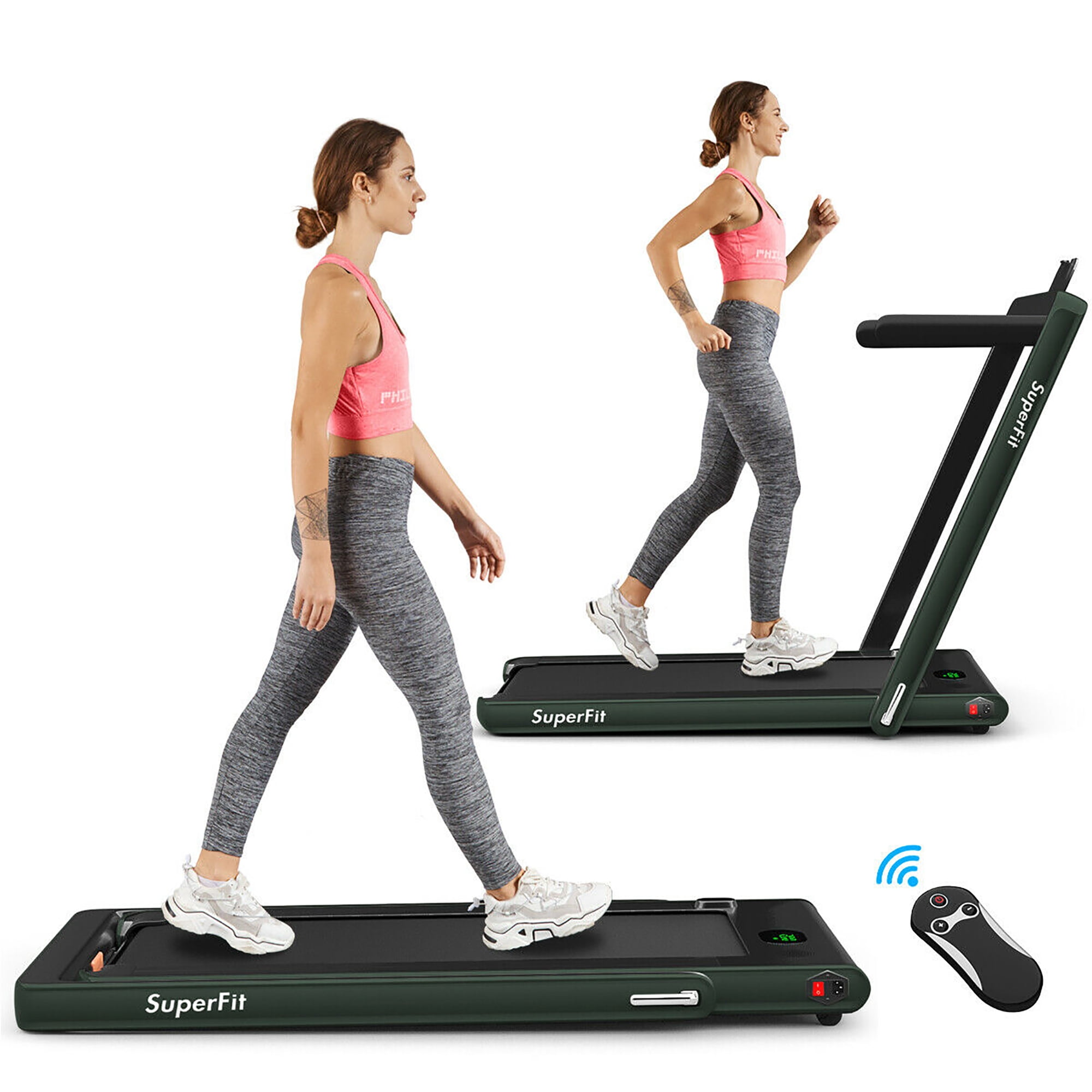 Superfit 2.25HP 2 in 1 Folding Treadmill W/Bluetooth Speaker Remote Control Home Gym SilverBlueRed