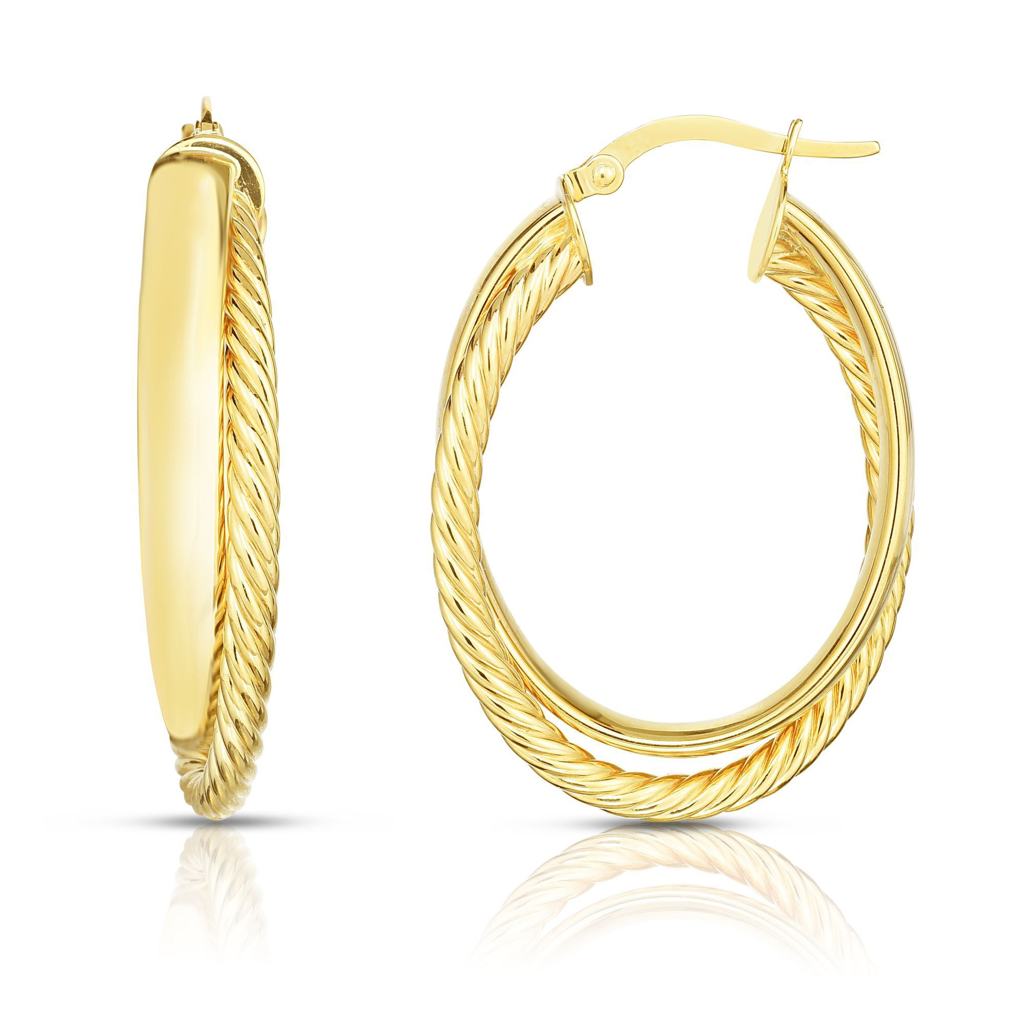 Next Level Jewelry - 14K Yellow Gold Multi-Row Hoop Earrings, Spiral