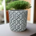 thumbnail image 6 of Cement Round Pot with Embossed Interlocking Shapes and Freckled Holes Design Body LG Washed Finish Dark Gray, 6 of 8
