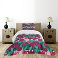 thumbnail image 4 of Ambesonne Floral Quilted Bedspread Set 2 Pcs, Abstract Tulips Flowers, Twin Size, Jade Green and Red, 4 of 5