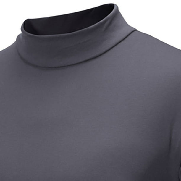 Nueva camisa de fondo de manga larga delgada de color sólido de cuello alto de otoño e invierno para hombres Pompotops oipoqjl7829