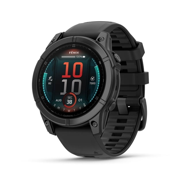 Garmin fēnix® E – 47 mm, AMOLED, Premium Multisport GPS Smartwatch, Long-Lasting Battery Life, Slate Gray Steel with Black Band