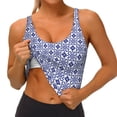 thumbnail image 4 of Haiem Blue And White Porcelain Chinaware Pattern Womens Sports Bra - U Neck Padded Low Impact Yoga Bra Workout Crop Top Gym Moisture-Wicking Workout Vest -XX-Large, 4 of 9