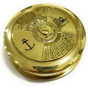 NauticalMart Marine Brass Compass With Calendar Nautical Decor, Pocket Compass, Camping Travelling Equipment, Boat Compass, Home Decor, Gifts for Teen Family, Nautical Navy Compass