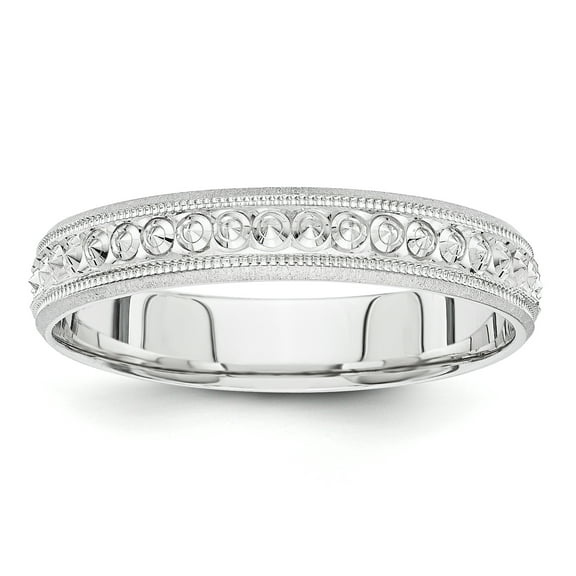 14k White Gold 3.75mm Design Etched Wedding Band Size 6.5 XWB250