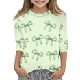 thumbnail image 1 of Mode Filles Col Rond Uni Haut Décontracté Confortable T-Shirt 4t Tenue de Pâques pour Fille, 1 of 3