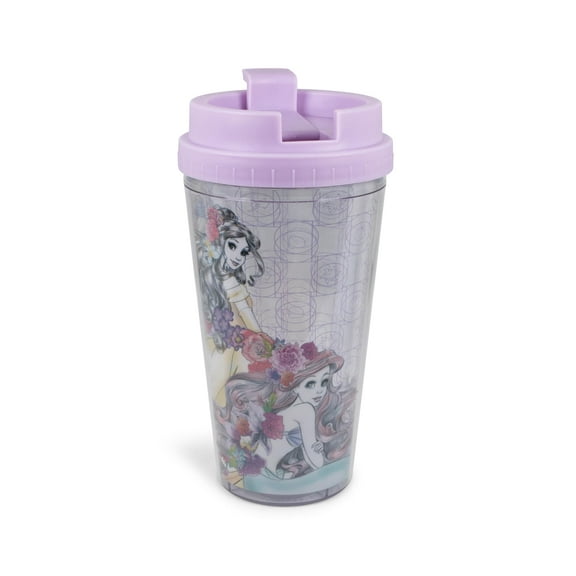 Disney Princesses Double-Walled Plastic Tumbler With Lid | Holds 16 Ounces