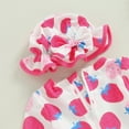 thumbnail image 4 of Bagilaanoe Toddler Baby Girl One-Piece Swimsuit Strawberry Print Long Sleeve Zipper Rashguard Swimwear + Swimming Cap 6M 9M 12M 18M 24M 3T Kids Ruffle Bathing Suit, 4 of 7