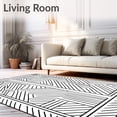 thumbnail image 2 of ODIKA 3'x5' Machine Washable Non-Slip Area Rug, Zigzag Crosshatch Maze Puzzle Labyrinth High Traffic Rug with Pad, Black, 461396, 2 of 8