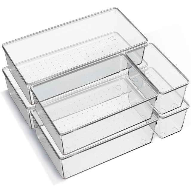 Bandejas organizadoras de plástico Criusia Clear, paquete de 6