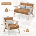 thumbnail image 3 of Costway 2 PCS Faux Leather Single Sofa Chair & Loveseat with Rubber Wood Frame, Pillows Brown + Gray, 3 of 9