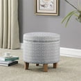 thumbnail image 3 of HomePop Round Storage Ottoman, Light Gray Print, 3 of 11