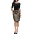 thumbnail image 2 of INSPIRE CHIC Faux Leather Skirts for Women's PU Elastic High Waist Bodycon Pencil Midi Skirt XL Brown, 2 of 6