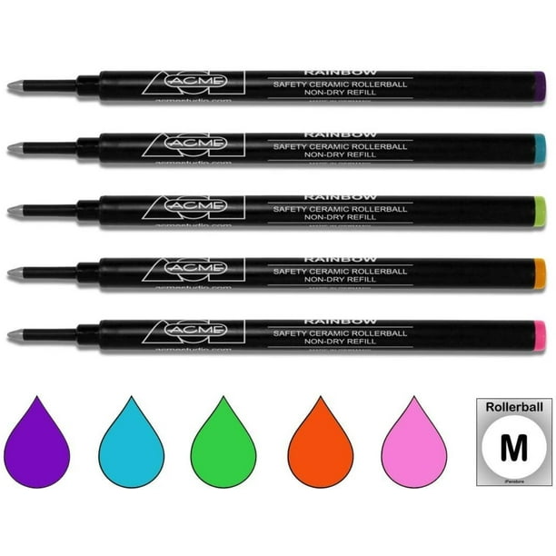 Pk 5 Acme Studio 888 Rollerball Refills Rainbow Medium 0 7 Mm By Brand Acme Studio Walmart Com Walmart Com