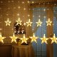thumbnail image 3 of Guirnalda de luces LED para cortina de ventana de 12 estrellas con 138 luces, control remoto y 8 modos de parpadeo. Decoración para Navidad, bodas, dormitorios, fiestas y cumpleaños. 2,1 m de ancho x, 3 of 5