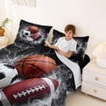 thumbnail image 3 of Erosebridal Kids Basketball Sport Full Size Sheets,Rugby Football Ball Games Bed Sheets For Baseball Lovers 4-Piece, 3 of 6