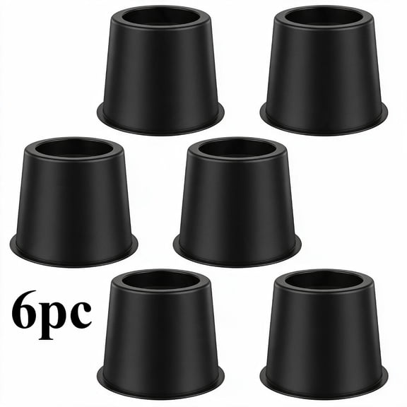 4 Inch Heavy‑Duty Bed Risers, 6‑Pack Non‑Slip Furniture Raisers for Couch, Sofa and Table Legs, Floor Protection for Extra Underbed Storage, Black