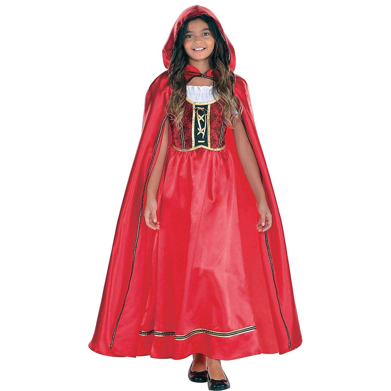 Adult Red Riding Hood Costume Fairy-tale Fancy Dress Hooded Cape XL 12 14 