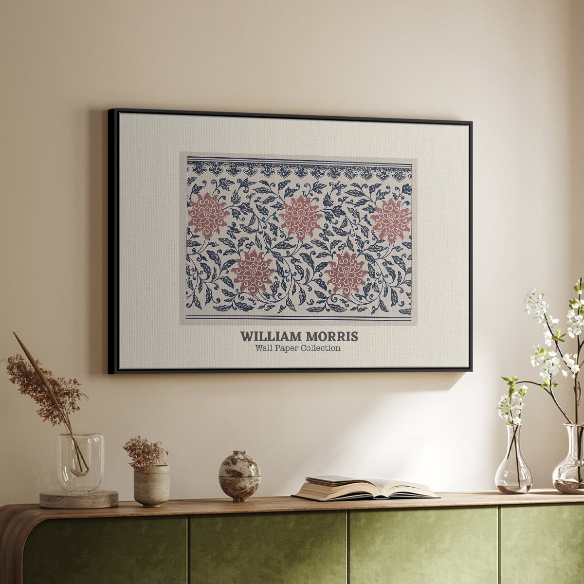 Vintage Abstract Print-XLIV Framed in Black Wood Gallery Wrapped Canvas 27 in. x 41 in.