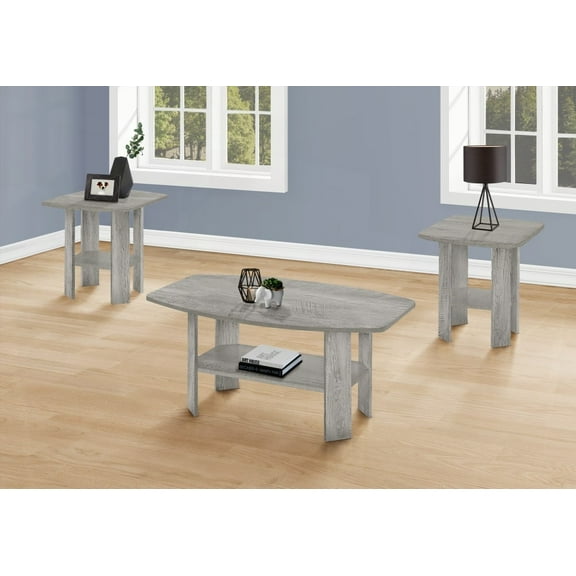 Table Set with 1 Coffee & 2 End Tables, Grey Laminate, Living Room Decor