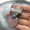 thumbnail image 3 of Natural Rose Quartz Crystal Heart Carved Pendant Clear Quartz Point Healing, 3 of 7