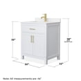 thumbnail image 5 of Wyndham Collection Beckett 30" Wood Single Bathroom Vanity in White/Gold, 5 of 6