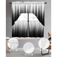 thumbnail image 2 of Black White Swag Curtains for Living Room/Bedroom Windows, Modern Geometric Abstract Gradient Striped Kitchen Curtains and Valances Set 36 Inch Length, Light Filtering Swags Valance Curtain Panels, 2 of 5
