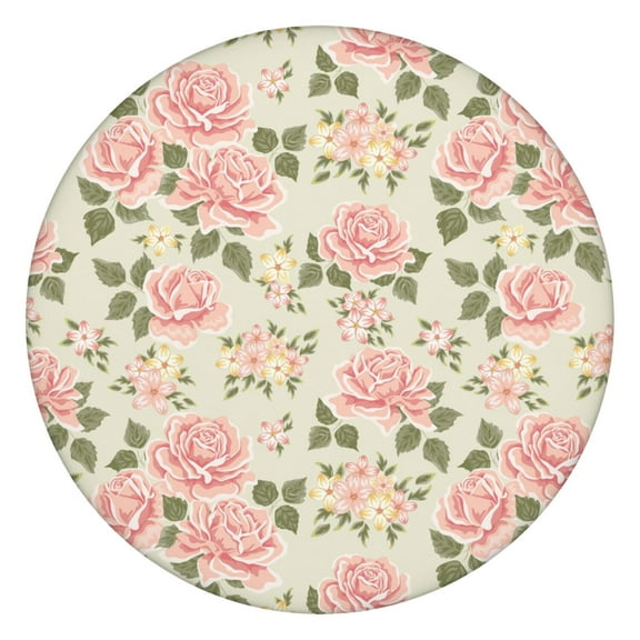 Round Fitted Tablecloth with Elastic Edges Fits 36"-44" Round Tables Pioneer Colorful Floral Waterproof Table Cover Washable Indoor and Outdoor for Party Kitchen Dinner Banquet Patio Picnic