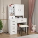 thumbnail image 5 of Multifunctional Makeup Table Mirror Stool Storage Drawer Dresser Organiser Wardrobe Makeup Tavolino Da Trucco Bedroom Furniture My Lux Decor Round, 5 of 25