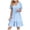 v#47BU2206, variant on Rggeeun Womens Dress Solid Color Waist Shirring Design Knee-Length Short Sleeve Crew Neck Soft Breathable Fabric Knit Loose Fit With Pleated Ruffle For Summer Work Office Classic Playwear,Bu1,L