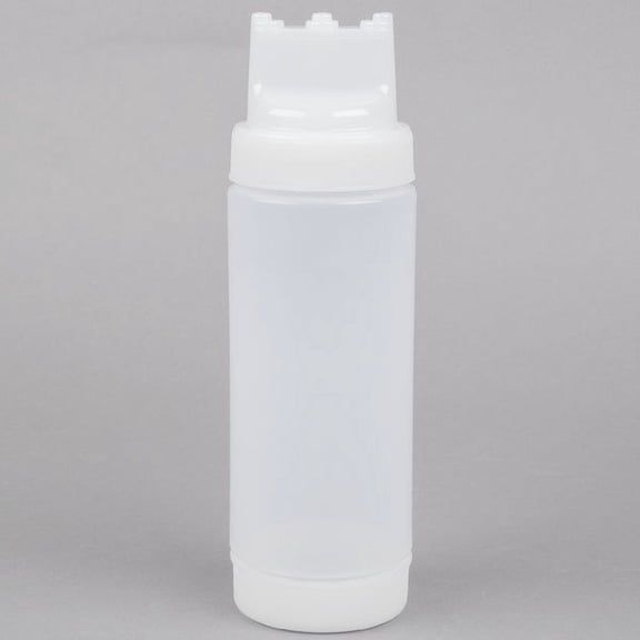 Tablecraft 11663C3F 16 oz. SelecTop Wide Mouth Dualway First In First Out "FIFO" Squeeze Bottle with 3 Top Openings - 12/Pack
