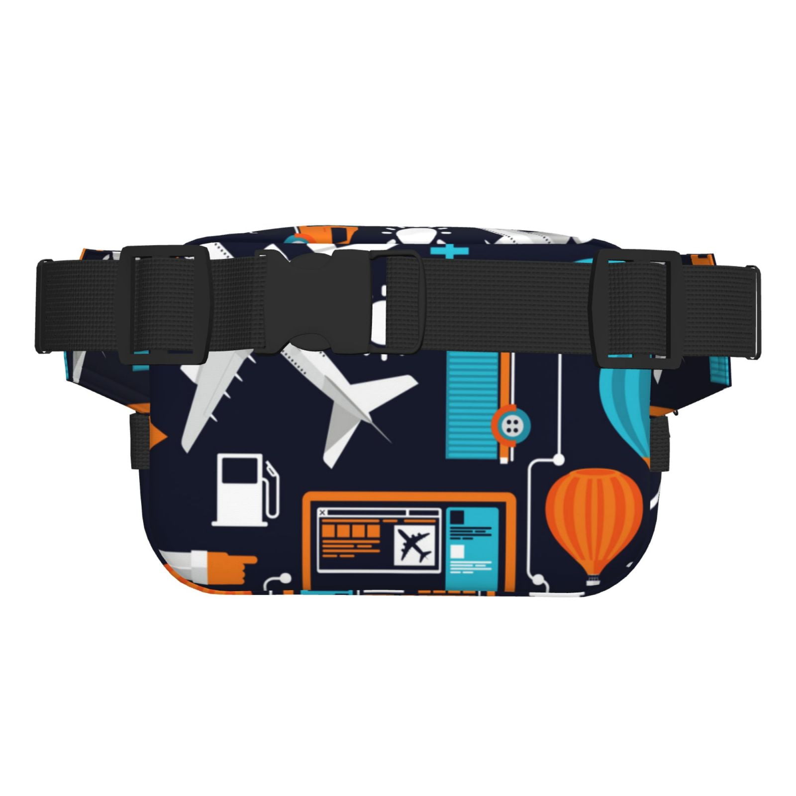 Picia Creative Transport Print Square Double-Layer Waist Bag Mini Adjustable Waist Belt Bag Exercise Running Travel Hiking