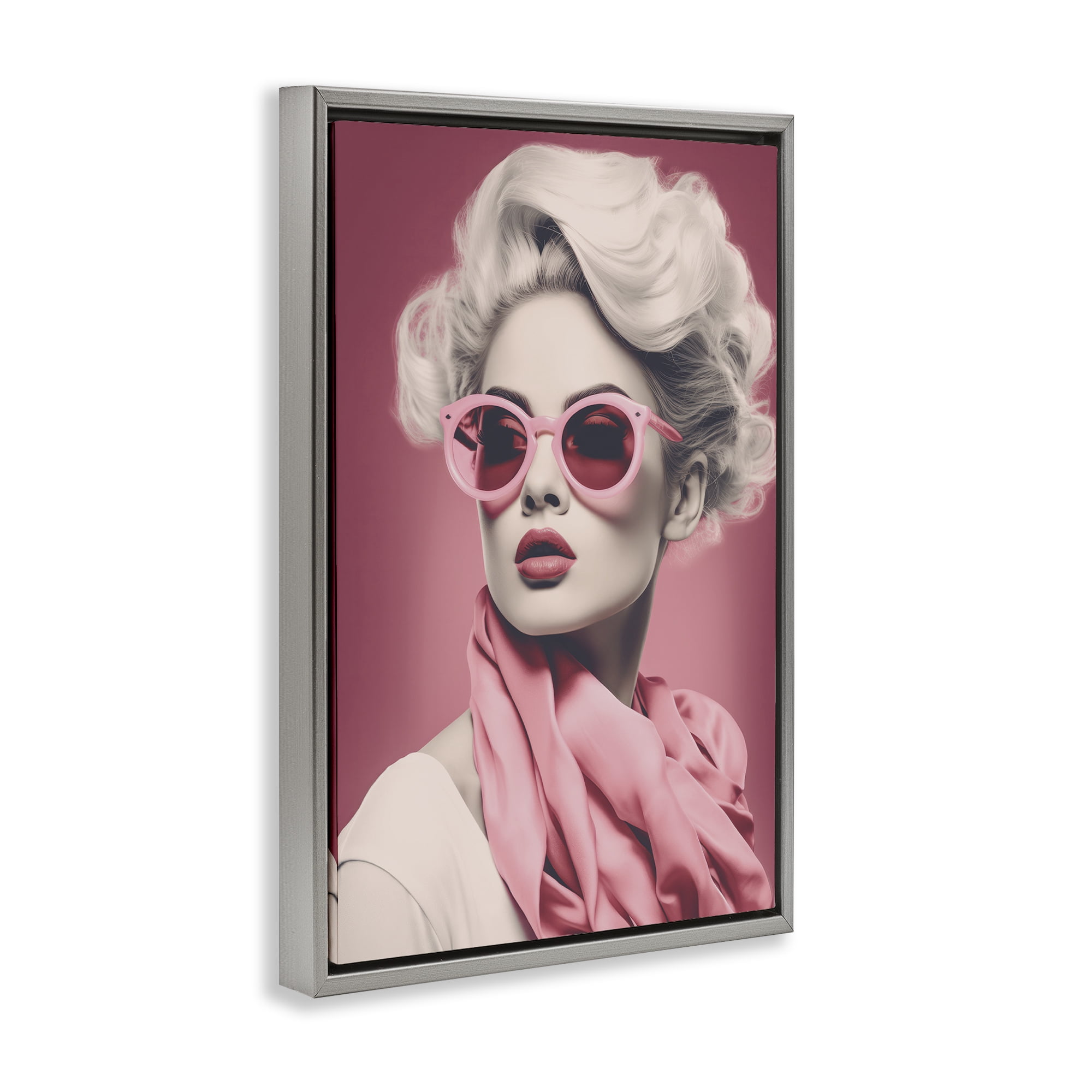Stupell Industries Iconic Retro Chic Portrait Gray Framed Floater Canvas Wall Art, design by Andrea Haase