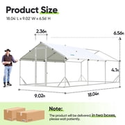 Quictent Large Metal Chicken Coop Run for 30 + دواجن مع قماش الأجهزة المجلفن وغطاء سقف مقاوم للماء ، في الهواء الطلق قفص ذروة بيت الدجاجة لمزرعة الفناء ، 18x9x6.6FT