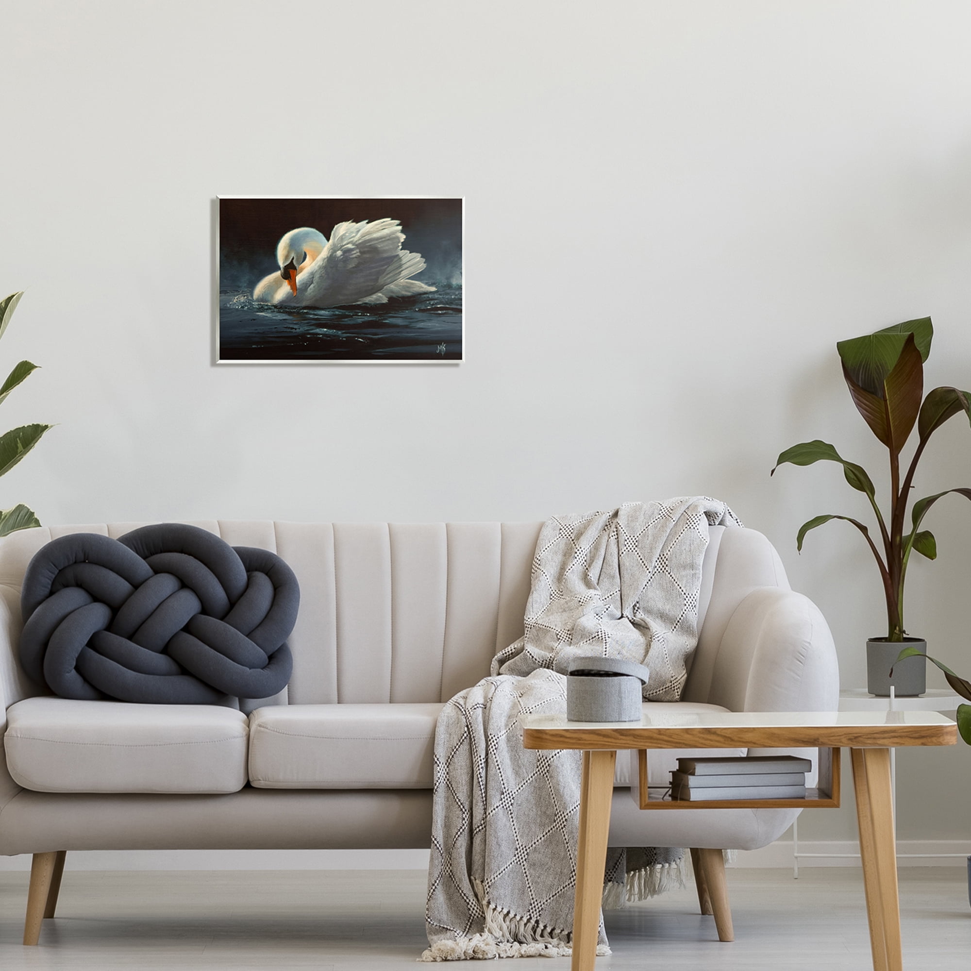 Stupell Industries Moonlit Swan Painting Animals & Insects Painting Unframed Art Print Wall Art, 19 x 13