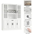 thumbnail image 5 of Homfa 74‘’ Tall Kitchen Pantry Cabinet, 6 Doors Storage Cabinet with Wine Rack and Adjustable Shelves, Kitchen Food Cabinets with Hutch & Drawer, White, 5 of 10
