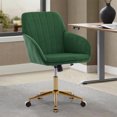 thumbnail image 2 of New Adjustable Velvet Office Chair with Gold-Plated Base - Ergonomic Swivel Design, Memory Foam Cushion for Home/Office, 2 of 8