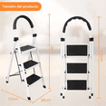 thumbnail image 2 of Escalera De Acero Inoxidable De 3 Peldaños Plegable, Blanco, 2 of 5