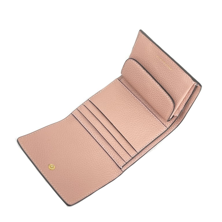 Tory Burch Grace Pebbled Leather Trifold Wallet (Pink Moon