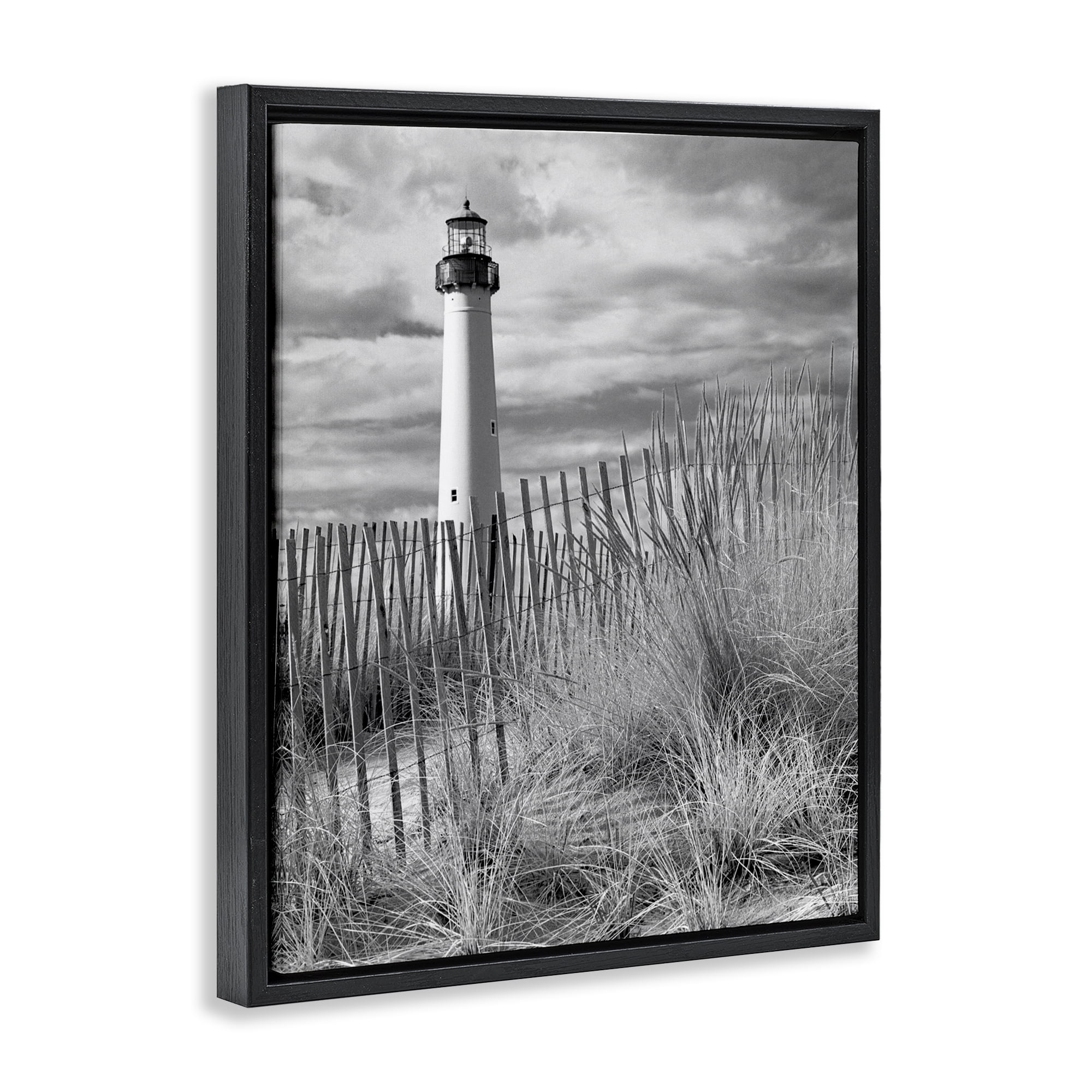 Stupell Industries Cape May Lighthouse View Black Framed Floater Canvas Wall Art, design by MJ Photography
