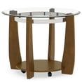 thumbnail image 6 of Topcobe 32" 2-Tier Glass Round Coffee Table with Shelf, Center Table for Living Room, Modern Furniture for Home-Walnut, 6 of 8