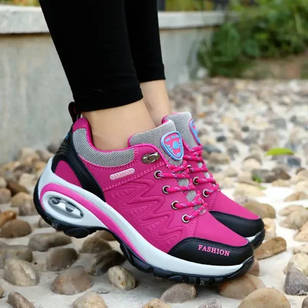 

Lightweight Mesh Running Sports Shoes Breathable Lace Up Air Cushion Sneakers For Walking Running Hiking Trekking Women‘s Footwear