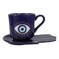 thumbnail image 3 of Blue Evil Eye Of Providence Hamsa Palmistry Hand Palm Mug Cup With Saucer Set, 3 of 10