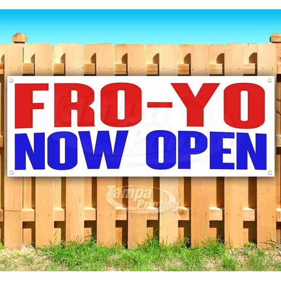 Fro-Yo Now Open 13 oz Vinyl Banner With Metal Grommets
