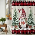 thumbnail image 2 of Christmas Dwarf Shower Curtain, 48" x 72", Winter Snowflakes Xmas Trees Vintage Plaid Waterproof Bathroom Curtain Washable Shower Curtain Set with 12 Hooks, 2 of 6