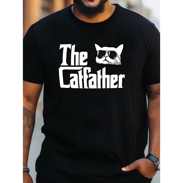 Playera Hombre The LabelMen's cat dad printed short-sleeved T-shirt, comfortable and casual elastic crew neck top, suitable for men's outdoor activities Tee For Adult, Men, Women, Teen, Teenager, Ad