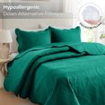 thumbnail image 7 of Ameha 3 Piece Reversible Quilt Set Ultra Soft Floral Coverlet Microfiber Bedding Set California King Emerald Green All Season, 7 of 7